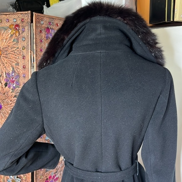 Cashmere Sz 8 Wrap Tie Coat with Black Fox Collar Coat - Picture 8 of 11